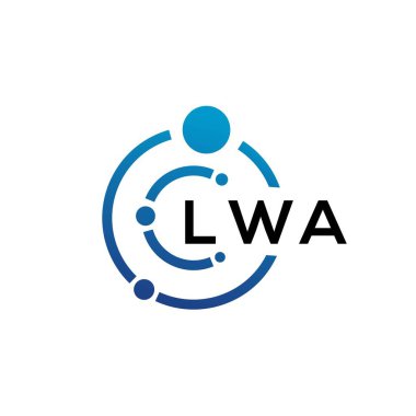 Beyaz arka planda LWA mektup teknolojisi logosu tasarımı. LWA yaratıcı baş harfleri IT logosu konsepti. LWA harf tasarımı.