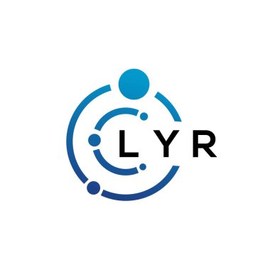 Beyaz arka planda LYR harfli teknoloji logosu tasarımı. LYR yaratıcı baş harfleri IT logosu konsepti. LYR harf tasarımı.