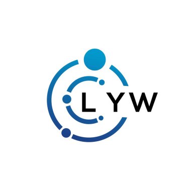 Beyaz arka planda LYW harfli teknoloji logosu tasarımı. LYW yaratıcı harflerin baş harfleri IT logosu kavramı. LYW harf tasarımı.
