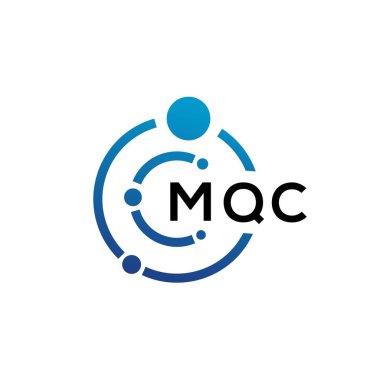 Beyaz arka planda MQC harfli teknoloji logosu tasarımı. MQC yaratıcı baş harfleri IT logosu konsepti. MQC harf tasarımı.