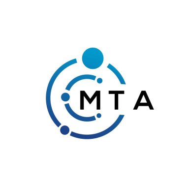 Beyaz arka planda MTA teknolojisi logosu tasarımı. MTA yaratıcı baş harfleri IT logosu konsepti. MTA harf tasarımı.