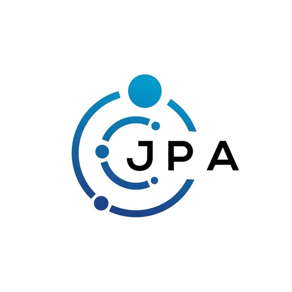 Технологічний Дизайн Логотипу Jpa Білому Тлі Творчі Ініціали Jpa Літерують — стоковий вектор