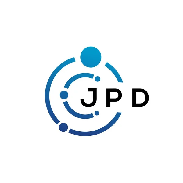 Jpd Lettera Tecnologia Logo Design Sfondo Bianco Jpd Iniziali Creative — Vettoriale Stock