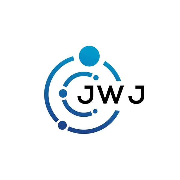 ホワイトを基調としたJwjレターテクノロジーロゴデザイン JwjクリエイティブイニシャルレターItロゴコンセプト Jwjレターデザイン — ストックベクタ