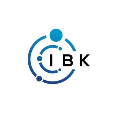 Beyaz arka planda IBK harfli teknoloji logosu tasarımı. IBK yaratıcı harflerin baş harfleri IT logosu konsepti. IBK harf tasarımı.