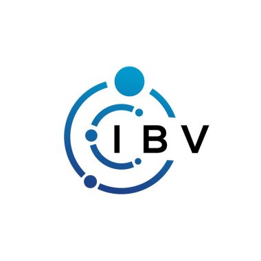 Beyaz arka planda IBV harfli teknoloji logosu tasarımı. IBV yaratıcı baş harfleri IT logosu konsepti. IBV harf tasarımı.