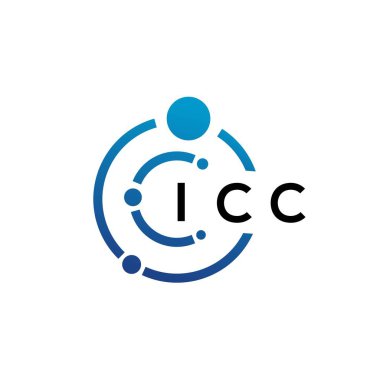 Beyaz arka planda ICC harfli teknoloji logosu tasarımı. ICC yaratıcı baş harfleri IT logosu konsepti. ICC harf tasarımı.