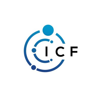 Beyaz arka planda ICF mektup teknolojisi logosu tasarımı. ICF yaratıcı baş harfleri IT logosu konsepti. ICF harf tasarımı.