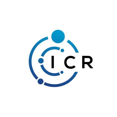 Beyaz arka planda ICR teknolojisi logosu tasarımı. ICR yaratıcı baş harfleri IT logosu konsepti. ICR harf tasarımı.