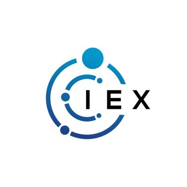 Beyaz arka planda IEX harfli teknoloji logosu tasarımı. IEX yaratıcı harflerin baş harfleri IT logosu konsepti. IEX harf tasarımı.