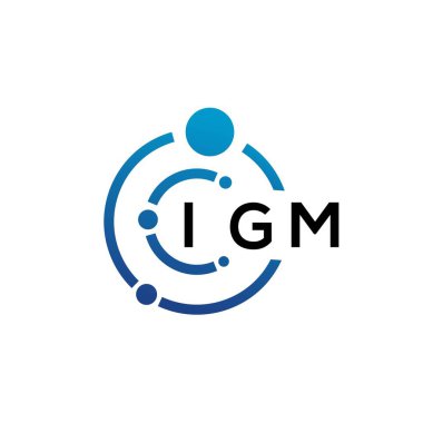 Beyaz arka planda IGM mektup teknolojisi logosu tasarımı. IGM yaratıcı harflerin baş harfleri IT logosu kavramı. IGM harf tasarımı.