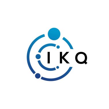 Beyaz arka planda IKQ harfli teknoloji logosu tasarımı. IKQ yaratıcı harflerin baş harfleri IT logosu kavramı. IKQ harf tasarımı.