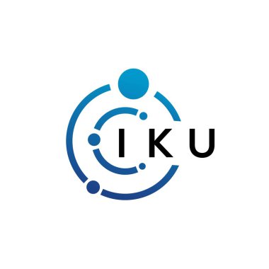 Beyaz arka planda IKU mektup teknolojisi logosu tasarımı. IKU yaratıcı harflerin baş harfleri IT logosu kavramı. IKU harf tasarımı.