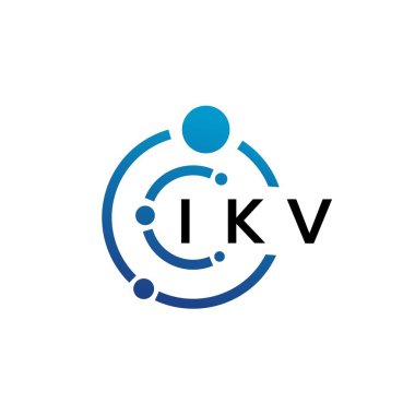 Beyaz arka planda IKV harfli teknoloji logosu tasarımı. IKV yaratıcı harflerin baş harfleri IT logosu kavramı. IKV harf tasarımı.