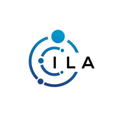 Beyaz arka planda ILA mektup teknolojisi logosu tasarımı. ILA yaratıcı baş harfleri IT logosu konsepti. ILA harf tasarımı.