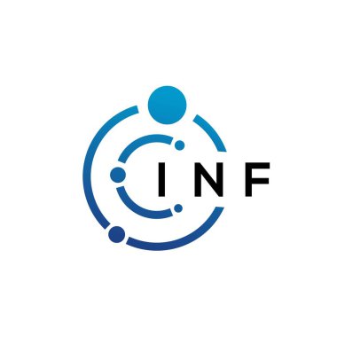 Beyaz arka planda INF mektup teknolojisi logosu tasarımı. INF yaratıcı harflerin baş harfleri IT logosu konsepti. INF harf tasarımı.