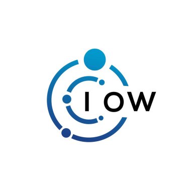 Beyaz arka planda IOW harfli teknoloji logosu tasarımı. IOW yaratıcı baş harfleri IT logosu konsepti. IOW harf tasarımı.