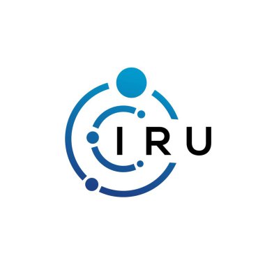 IRU 'nun beyaz arka planda teknoloji logosu tasarımı. IRU 'nun yaratıcı harfleri IT logosu konsepti. IRU harf tasarımı.
