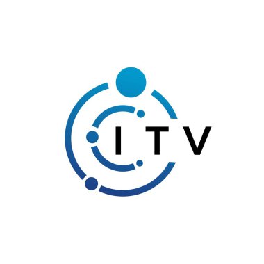 Beyaz arka planda ITV harfli teknoloji logosu tasarımı. ITV yaratıcı baş harfleri IT logosu konsepti. ITV harf tasarımı.