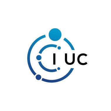 Beyaz arka planda IUC harfli teknoloji logosu tasarımı. IUC yaratıcı harflerin baş harfleri IT logosu kavramı. IUC harf tasarımı.