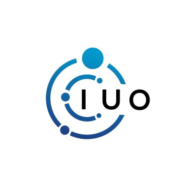 Beyaz arka planda IUO harfli teknoloji logosu tasarımı. IUO yaratıcı harflerin baş harfleri IT logosu konsepti. IUO harf tasarımı.