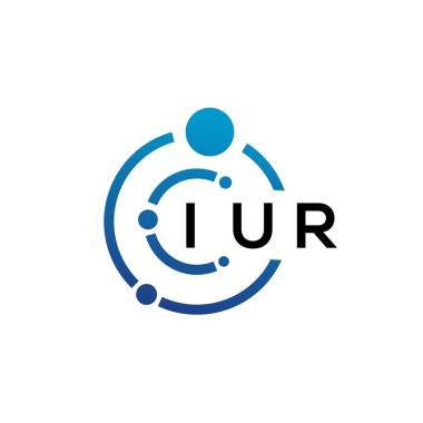 Beyaz arka planda IUR harfli teknoloji logosu tasarımı. IUR yaratıcı baş harfleri IT logosu konsepti. IUR harf tasarımı.