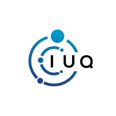 Beyaz arka planda IUQ harfli teknoloji logosu tasarımı. IUQ yaratıcı baş harfleri IT logosu konsepti. IUQ harf tasarımı.