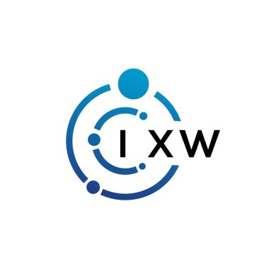 Beyaz arka planda IXW harfli teknoloji logosu tasarımı. IXW yaratıcı baş harfleri IT logosu konsepti. IXW harf tasarımı.