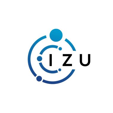 Beyaz arka planda IZU harfli teknoloji logosu tasarımı. IZU yaratıcı harflerin baş harfleri IT logosu konsepti. IZU harf tasarımı.