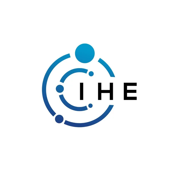 白い背景にIheの文字技術ロゴデザイン IheクリエイティブイニシャルレターItロゴコンセプト Iheレターデザイン — ストックベクタ