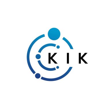 Beyaz arka planda KIK harfli teknoloji logosu tasarımı. KIK yaratıcı harflerin baş harfleri IT logosu kavramı. KIK harf tasarımı.