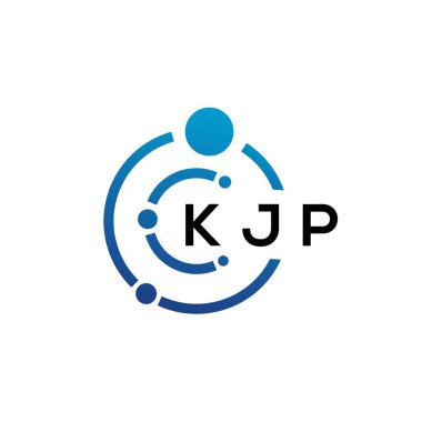 Beyaz arka planda KJP harfli teknoloji logosu tasarımı. KJP yaratıcı harflerin baş harfleri IT logosu konsepti. KJP harf tasarımı.