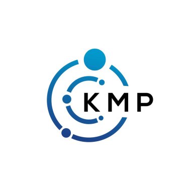 Beyaz arka planda KMP harfli teknoloji logosu tasarımı. KMP yaratıcı baş harfleri IT logosu konsepti. KMP harf tasarımı.