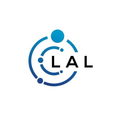 Beyaz arka planda LAL harfli teknoloji logosu tasarımı. LAL yaratıcı baş harfleri IT logosu konsepti. LAL harf tasarımı.