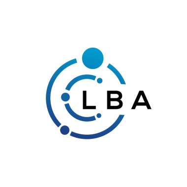 Beyaz arka planda LBA harfli teknoloji logosu tasarımı. LBA yaratıcı baş harfleri IT logosu konsepti. LBA harf tasarımı.