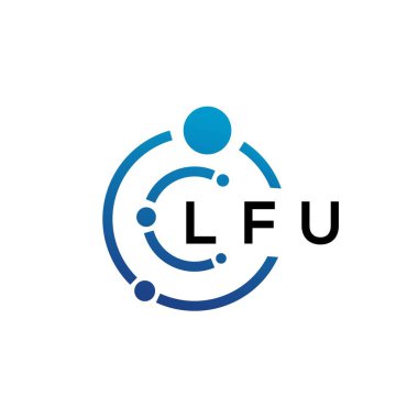 Beyaz arka planda LFU mektup teknolojisi logosu tasarımı. LFU yaratıcı harflerin baş harfleri IT logosu konsepti. LFU harf tasarımı.