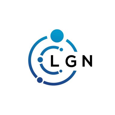 Beyaz arka planda LGN harfli teknoloji logosu tasarımı. LGN yaratıcı baş harfleri IT logosu konsepti. LGN harf tasarımı.