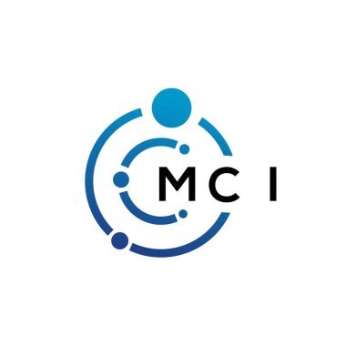 Beyaz arka planda MCI harfli teknoloji logosu tasarımı. MCI yaratıcı harflerin baş harfleri IT logosu kavramı. MCI harf tasarımı.