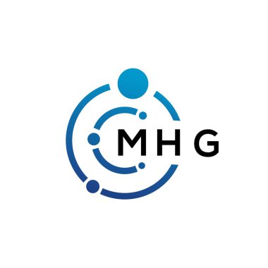 Beyaz arka planda MHG harfli teknoloji logosu tasarımı. MHG yaratıcı baş harfleri IT logosu konsepti. MHG harf tasarımı.