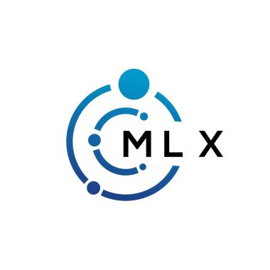 Beyaz arka planda MLX harfli teknoloji logosu tasarımı. MLX yaratıcı baş harfleri IT logosu konsepti. MLX harf tasarımı.