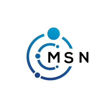 Beyaz arka planda MSN harfli teknoloji logosu tasarımı. MSN yaratıcı baş harfleri IT logosu konsepti. MSN harf tasarımı.
