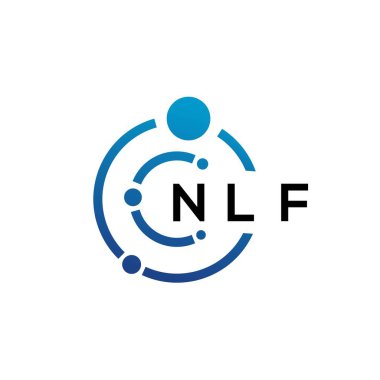 Beyaz arka planda NLF mektup teknolojisi logosu tasarımı. NLF yaratıcı harflerin baş harfleri IT logosu konsepti. NLF harf tasarımı.