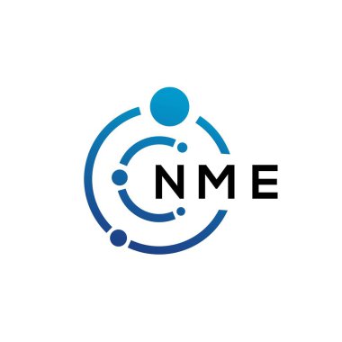 Beyaz arka planda NME harfli teknoloji logosu tasarımı. NME yaratıcı baş harfleri IT logosu konsepti. NME harf tasarımı.