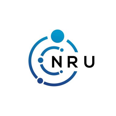 Beyaz arka planda NRU mektup teknolojisi logosu tasarımı. NRU yaratıcı harflerin baş harfleri IT logosu konsepti. NRU harf tasarımı.
