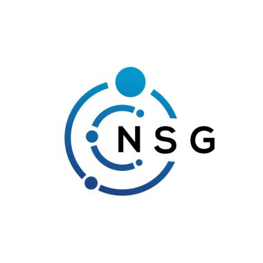 Beyaz arka planda NSG harfli teknoloji logosu tasarımı. NSG yaratıcı baş harfleri IT logosu konsepti. NSG harf tasarımı.