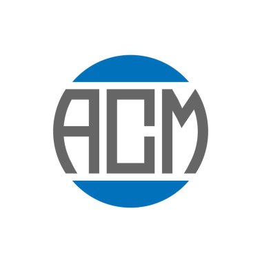 Beyaz arkaplanda ACM harf logosu tasarımı. ACM yaratıcı paraf dairesi logosu. ACM harf tasarımı.