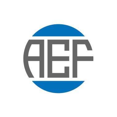 Beyaz arka planda AEF harf logosu tasarımı. AEF yaratıcı paraf daire logosu konsepti. AEF harf tasarımı.
