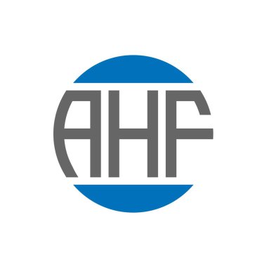Beyaz arka planda AHF harf logosu tasarımı. AHF yaratıcı paraf dairesi logosu. AHF harf tasarımı.