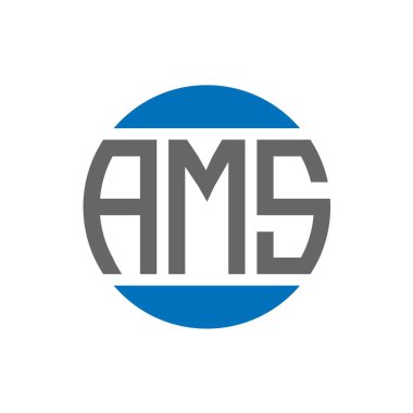 Beyaz arka planda AMS harfi logo tasarımı. AMS yaratıcı baş harfler daire logosu konsepti. AMS harf tasarımı.