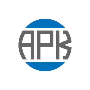 Beyaz arka planda APK harf logosu tasarımı. APK yaratıcı paraf dairesi logosu. APK harf tasarımı.